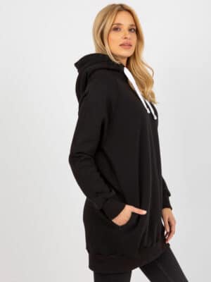 Топъл суитшърт тип туника – Черен – 343201