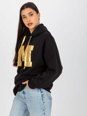 Топъл суитшърт с качулка – Черен – 343188