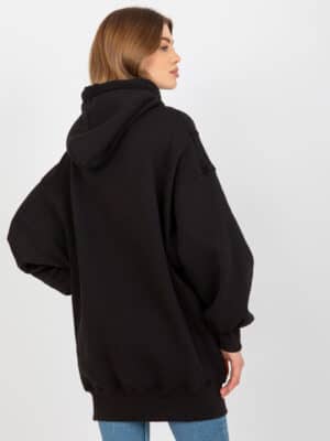 Топъл суитшърт с качулка и джобове – Черен – 345908