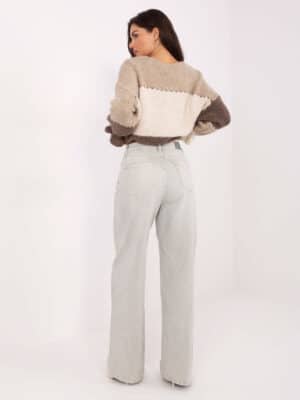 Стилни дънкови панталони – Светлосив – 957783