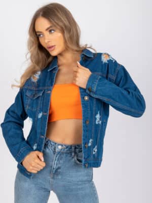 Модерно дънково яке – Тъмносин – 200016