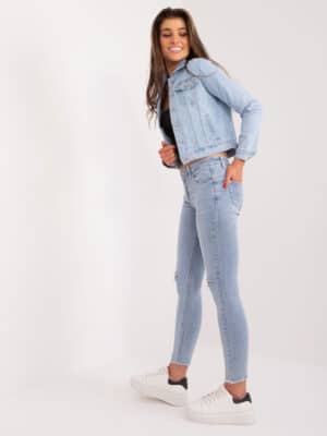 Стилни дънкови панталони – Тъмносин – 376001