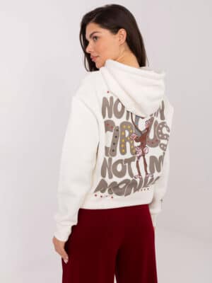 Стилен суитшърт с надпис – Бял – 904978