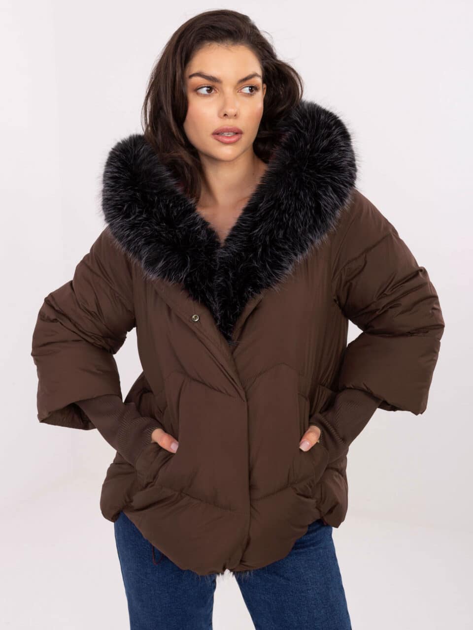 Зимна дамска яке – Кафяв – 045752