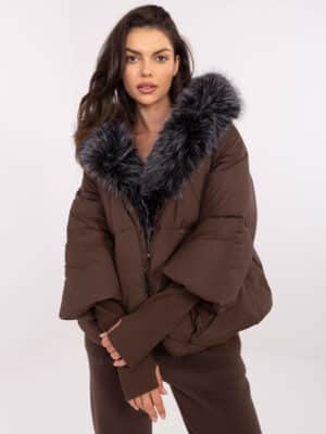 Зимно яке с отстраняема качулка – Кафяв – 045578