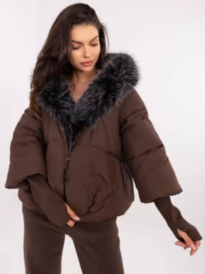 Зимно яке с отстраняема качулка – Кафяв – 045578