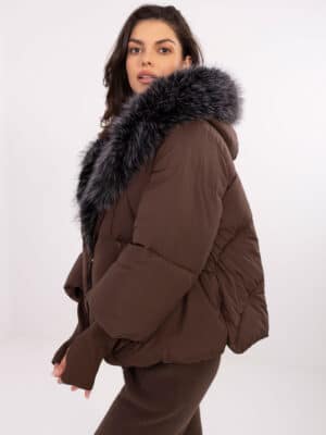 Зимно яке с отстраняема качулка – Кафяв – 045578