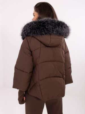 Зимно яке с отстраняема качулка – Кафяв – 045578