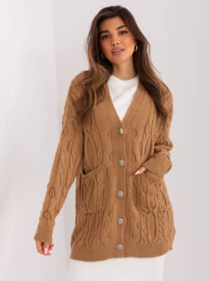 Елегантна дълга жилетка – Кафяв – 469253