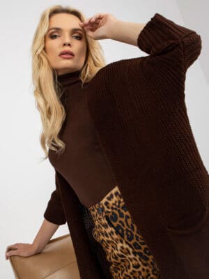 Стилен кардиган – Тъмнокафяв – 81909