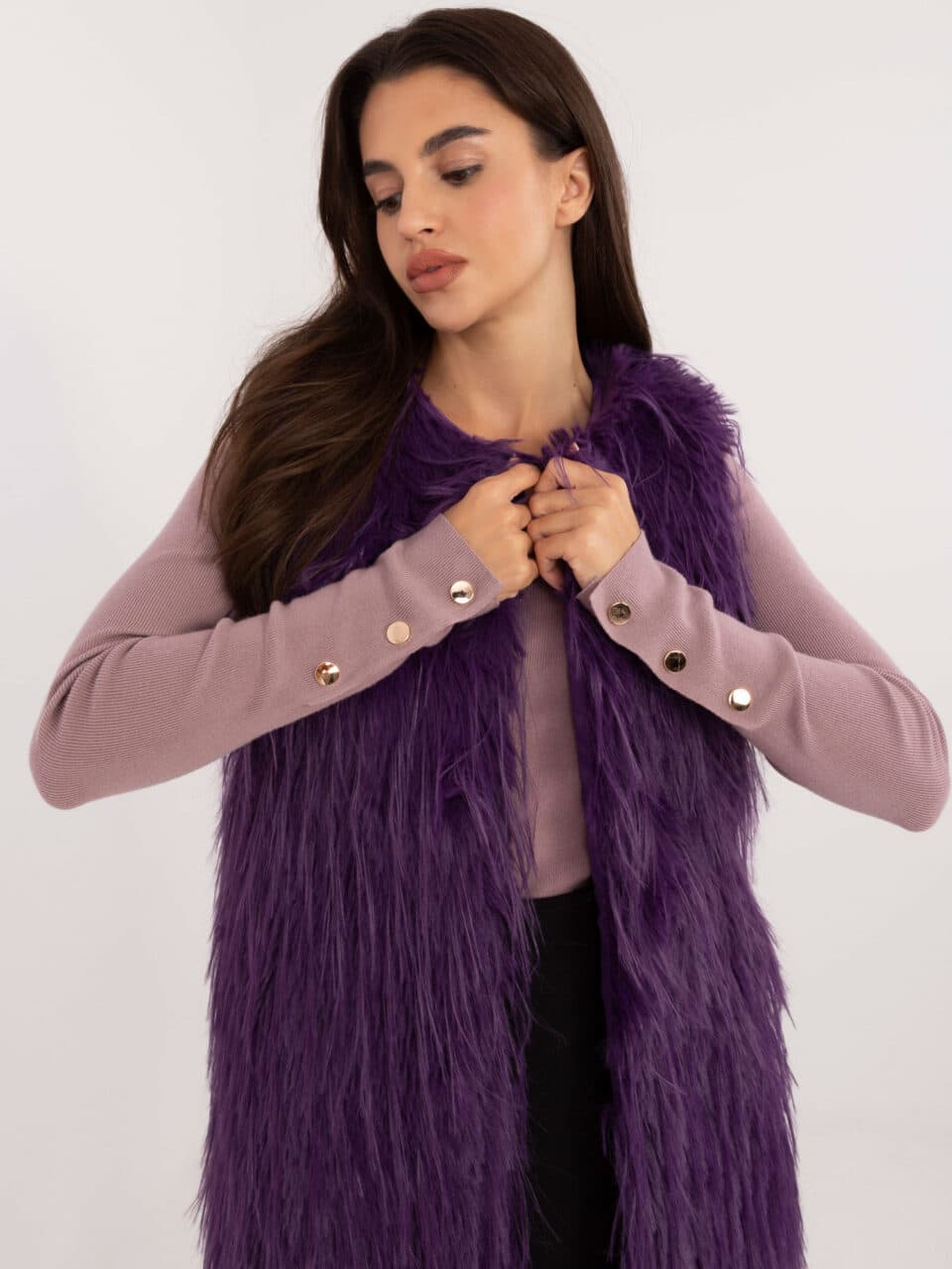 Елегантна жилетка – Тъмно лилав – 558940