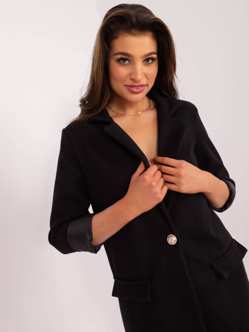 Елегантна дамска жакетка – Черен – 508426