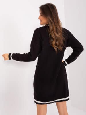 Стилна плетена рокля – Черен – 468997