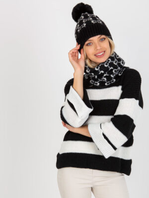 Стилна зимна шапка – Черно-бял – 288564