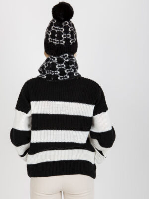 Стилна зимна шапка – Черно-бял – 288564