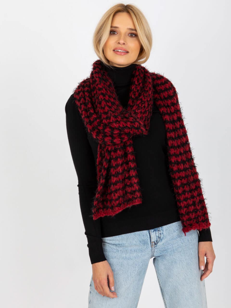 Стилен шал – Червено-черен – 289301