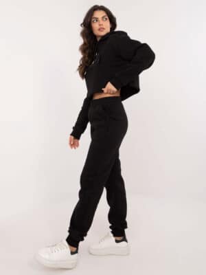 Стилен памучен комплект – Черен – 001437