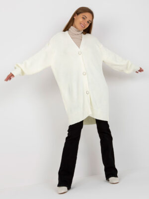 Шикозна дълга жилетка – Бял – 275700