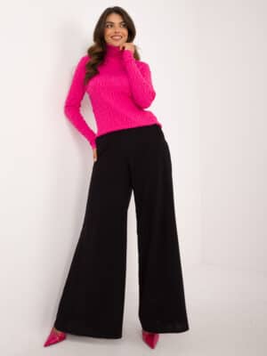 Елегантен пуловер с поло яка – Розов – 559312