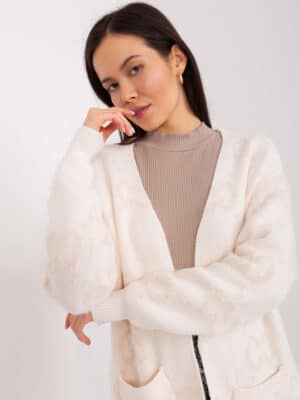 Стилен дамски кардиган – Бежов – 473618