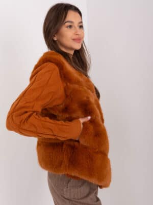 Къса елек с цип – Кафяв – 463060