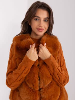 Къса елек с цип – Кафяв – 463060