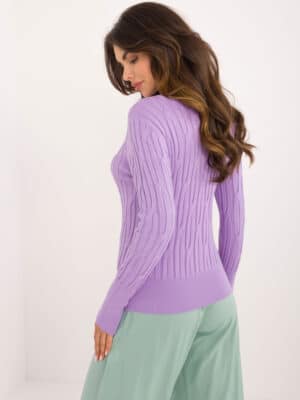Стилен класически пуловер – Светло лилав – 560431
