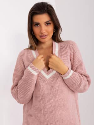 Ефирна плетена рокля с вълна – Светлорозов – 469000