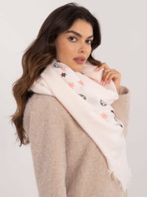 Елегантен дамски шал – Бял – 571703