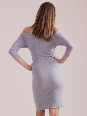 Елегантна рокля – Светлосив – 858661