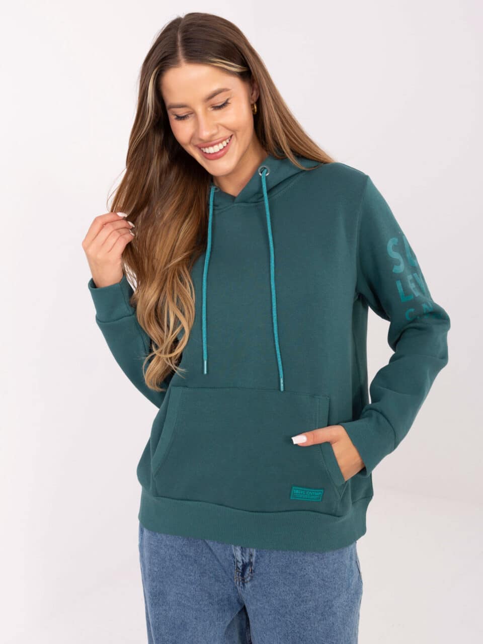 Стилна блуза-кенгура – Морско син – 888971