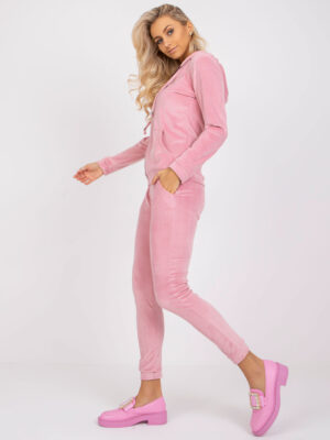 Шикозен велурен комплект – Розов – 76144