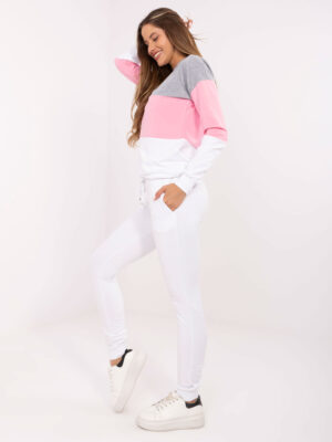 Ежедневен комплект панталон и блуза – Сив и розов – 941408