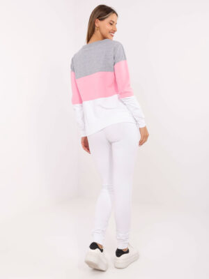 Ежедневен комплект панталон и блуза – Сив и розов – 941408