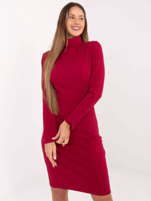 Стилна рокля по тялото – Бордо – 71409