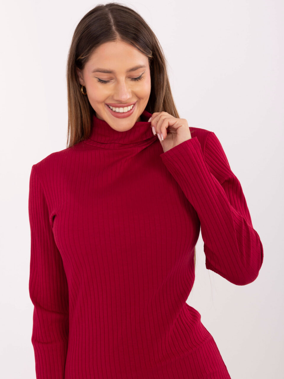 Стилна рокля Basic – Бордо – 71409