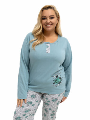 Уютна дамска пижама – Тъмноментов – 077777