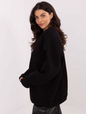 Стилна блуза с надпис – Черен – 070723