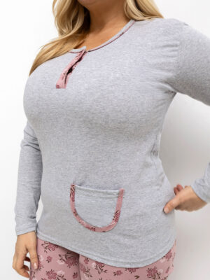 Стилна пижама – Сив – 77852