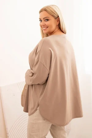 Елегантна блуза в плюс размер – Бежов – 34177