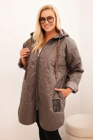 Шикозно яке в макси размери – Капучино – 34534