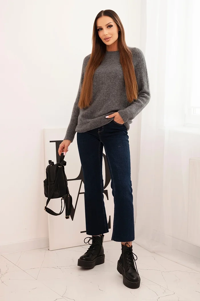 Women's sweater made of baby alpaca with long sleeves gray-2