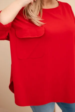 Елегантна блуза в плюс размер – Червен – 37069