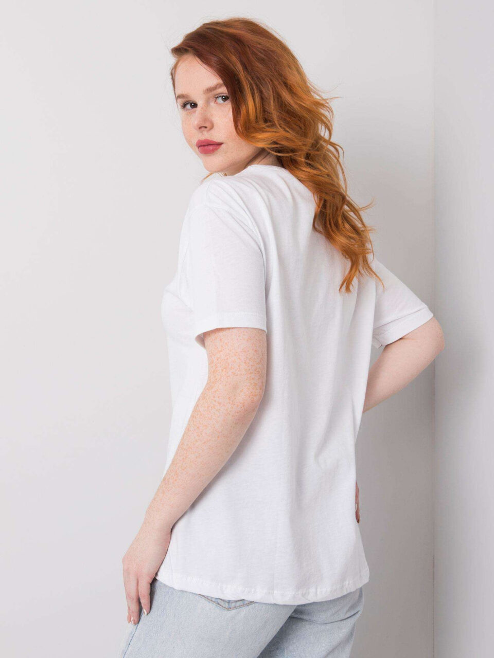 Стилна тениска с апликации – Бял – 30337