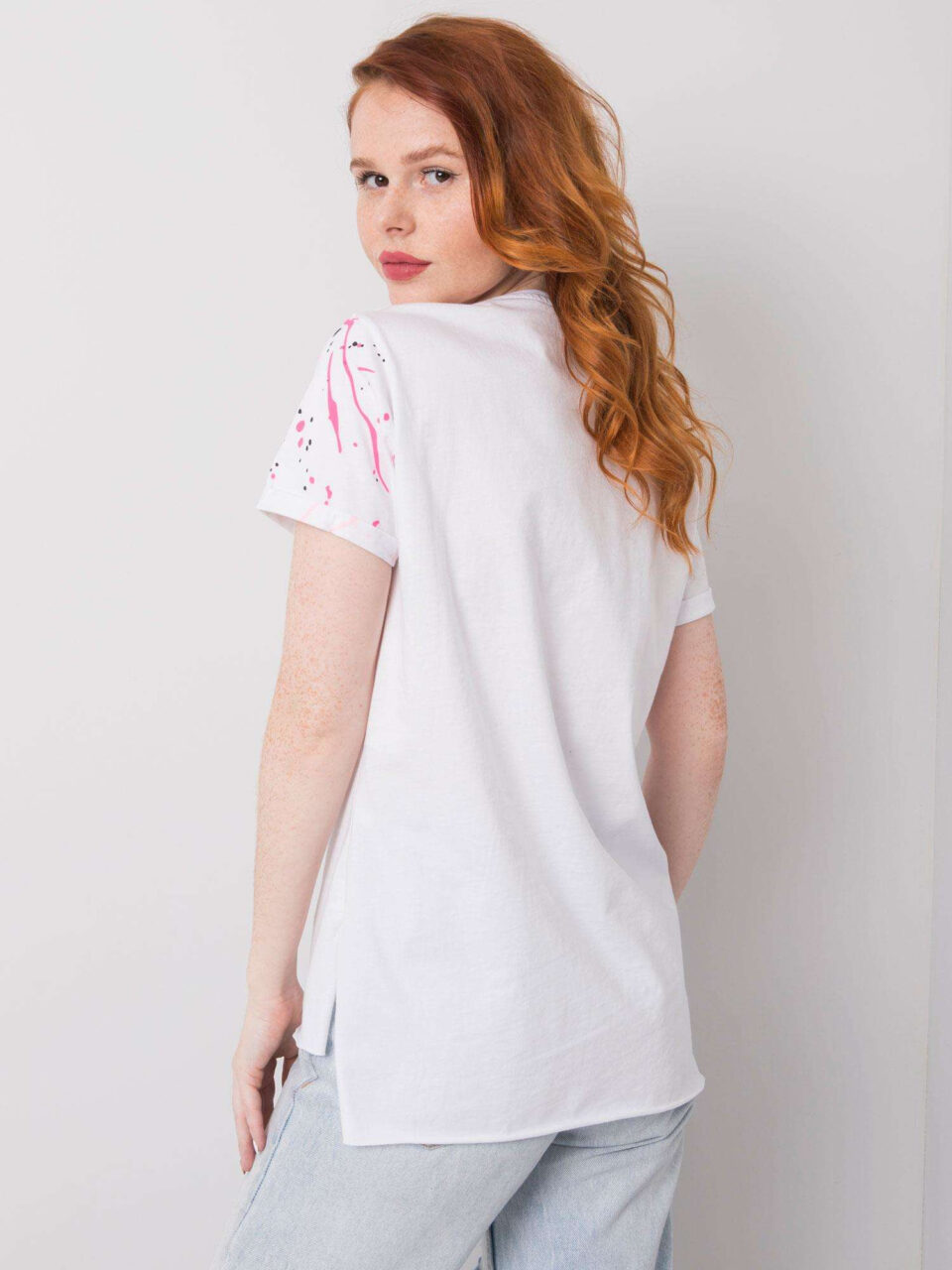 Стилна тениска с апликация – Бял – 30498