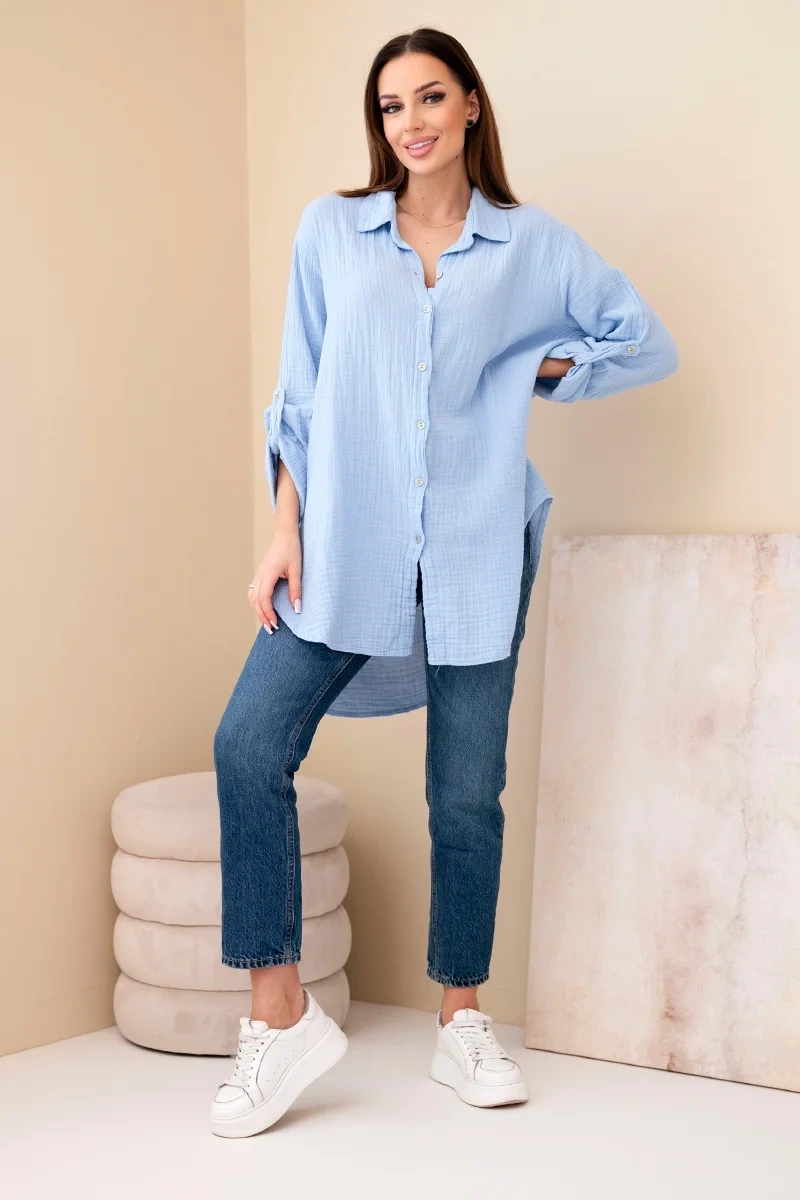 Cotton muslin shirt blue-2