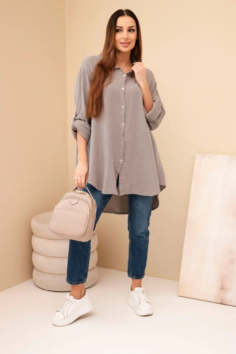 Cotton muslin shirt Plus Size fango-2