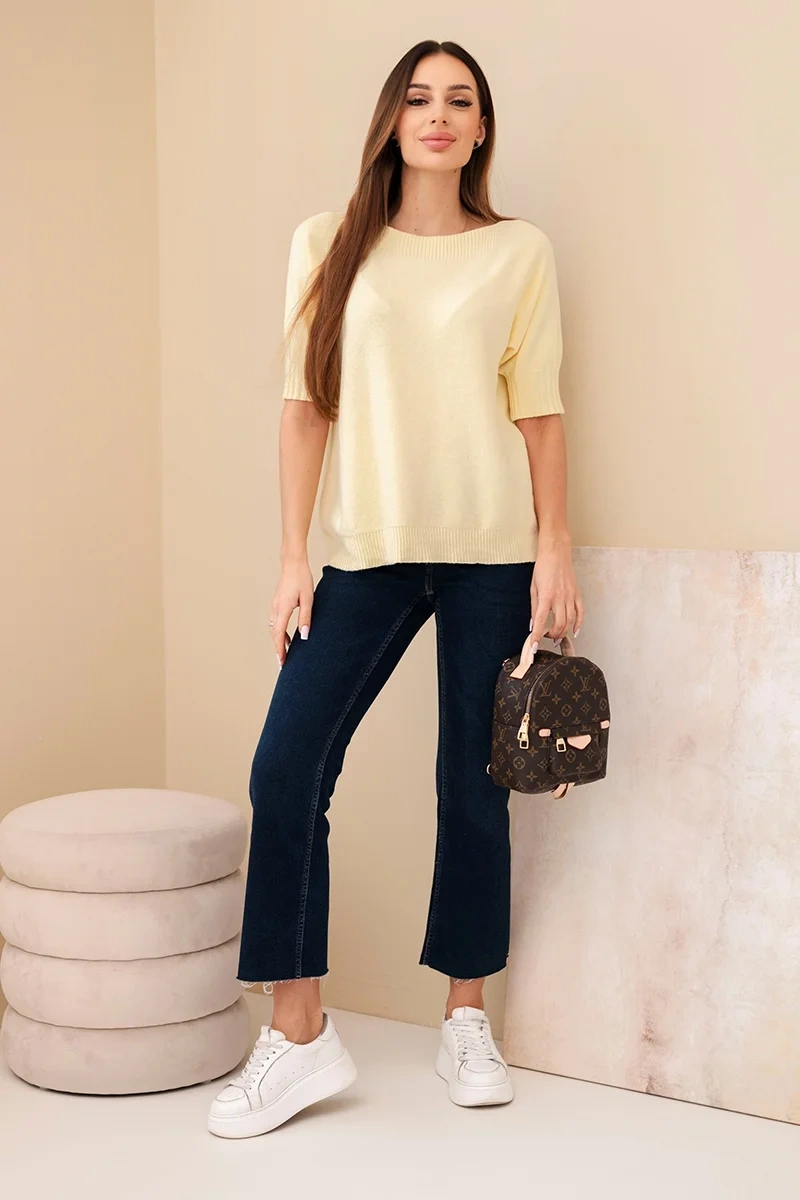 Women's short-sleeve viscose sweater yellow-2