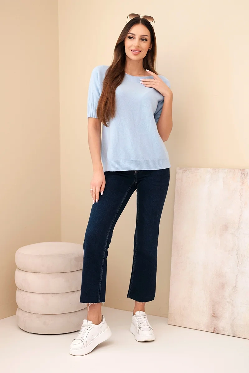 Women's short-sleeve viscose sweater blue-2