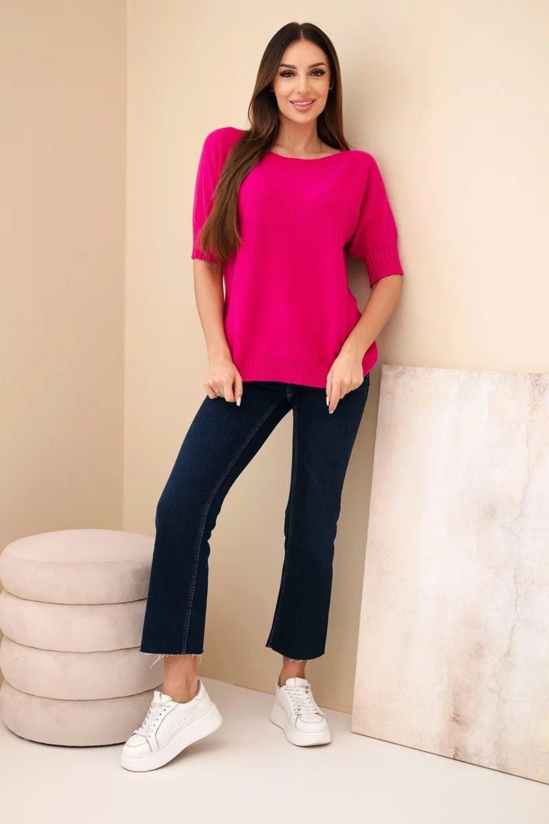 Women's viscose short-sleeve sweater fuchsia-2